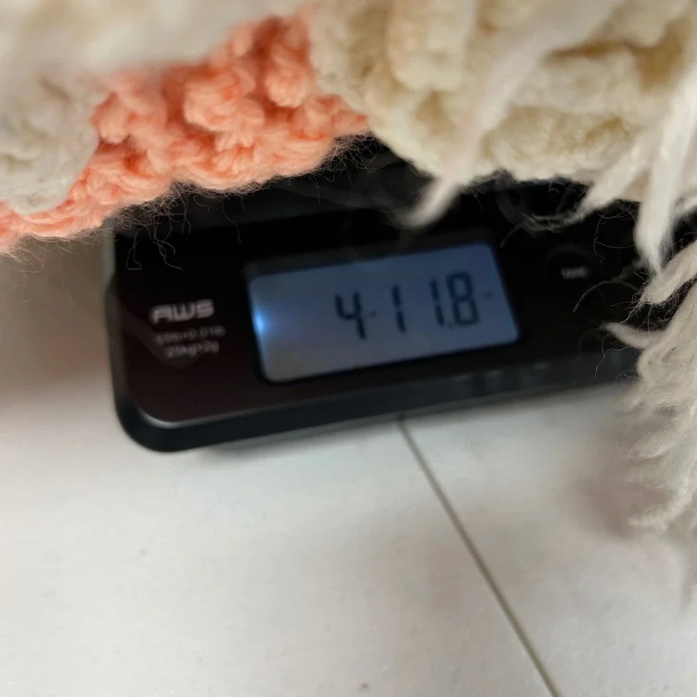 Crochet Throw Blanket 50x67 Peach Cream 3D Floral Rosette Fringe